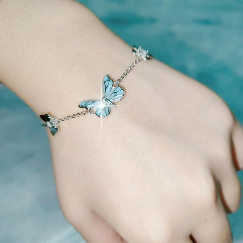 2 Pack Luminous Butterfly Adjustable Necklace and Bracelet Set