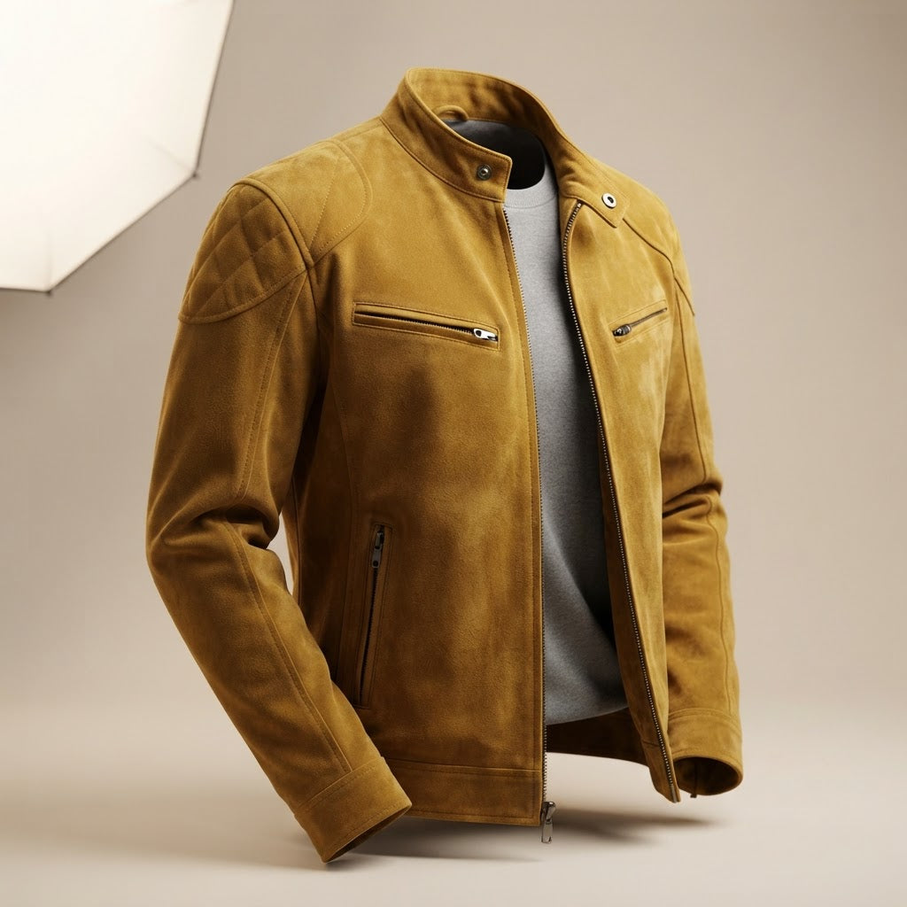 Men's Stand Collar Synthetic Leather Moto Jacket - product image 18