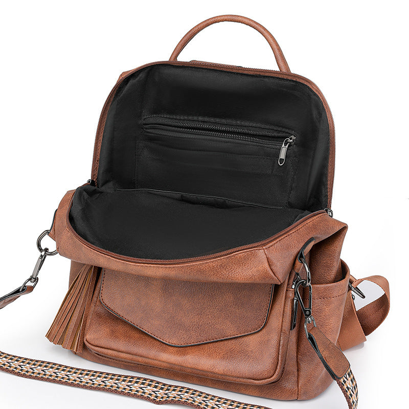 Wome Vintage Backpack Tassel Dual-Color
