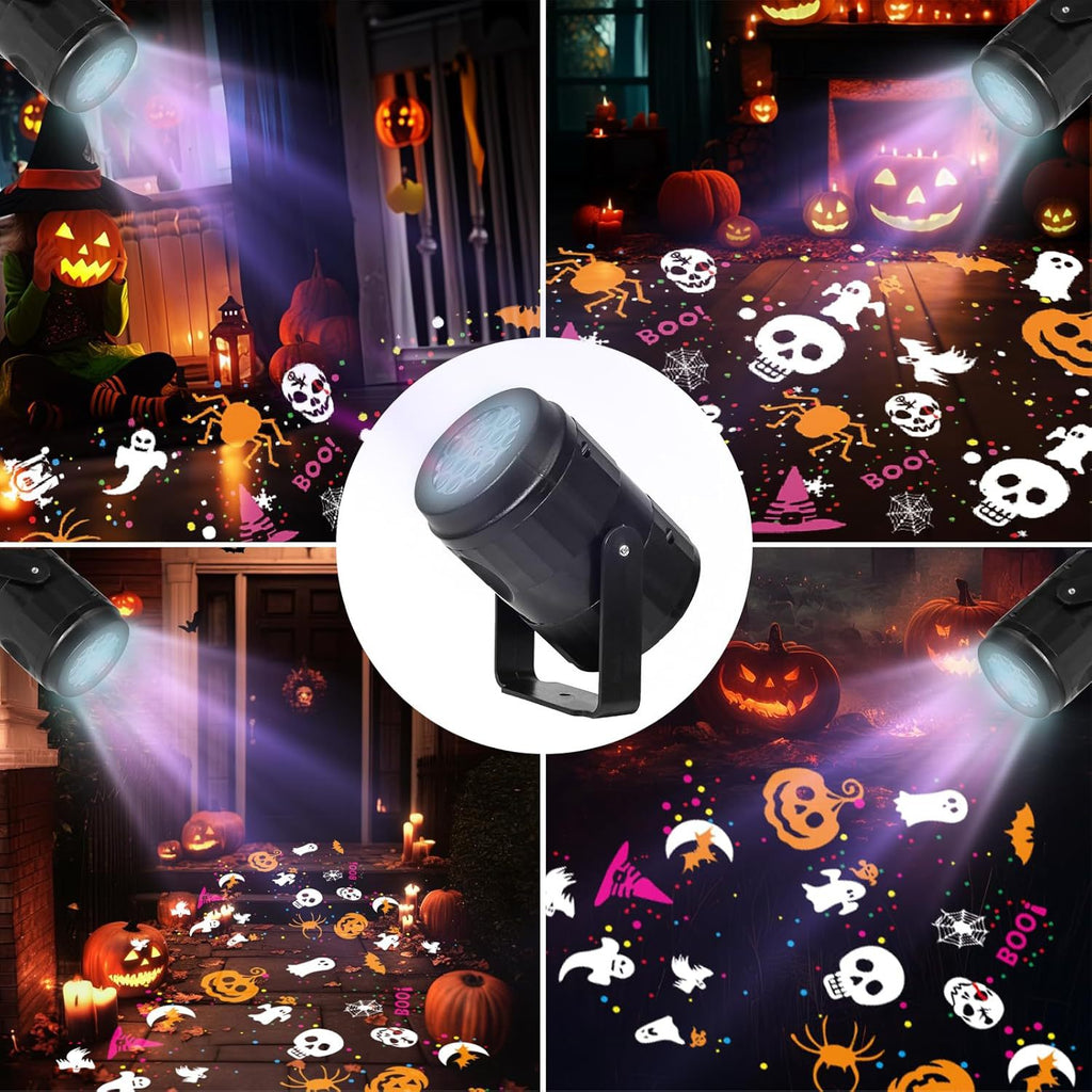 360° Rotating USB Halloween Projector Light - 12 HD Spooky Patterns for Indoor P