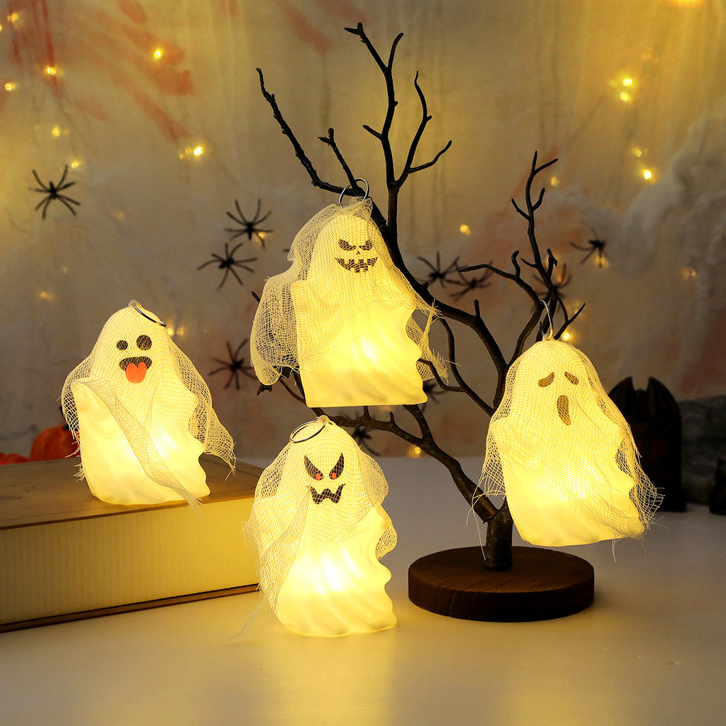 Pack of 4 ornaments portable pumpkin lanterns