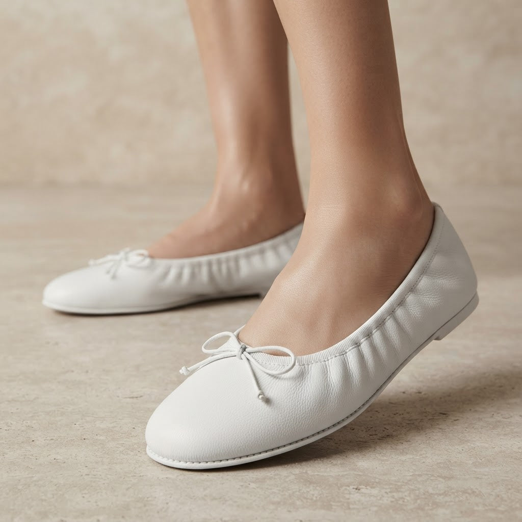 Women's Vintage Style Pleated Ballet Flats - Comfortable Slip-Ons