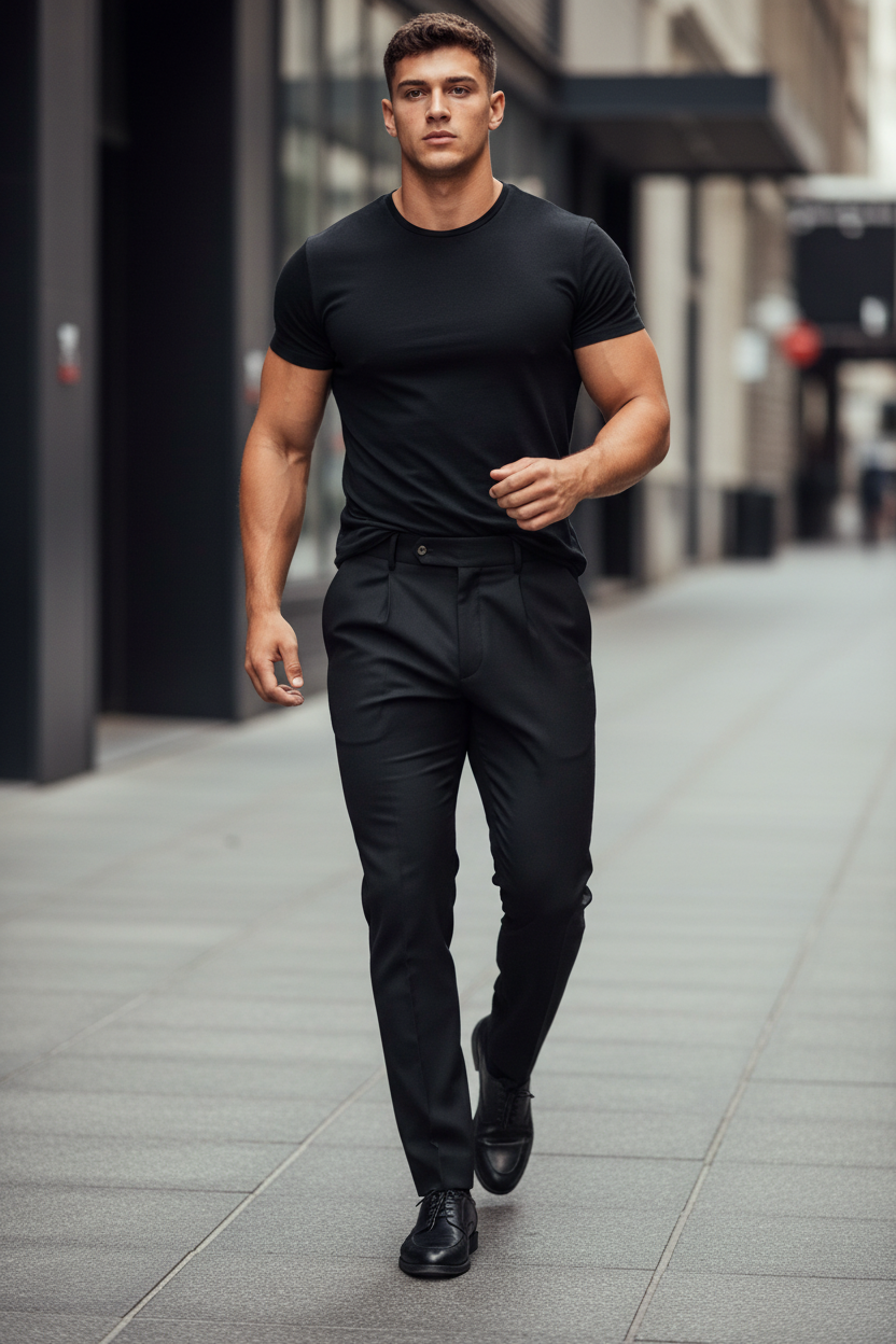 Men's High-Waisted Straight-Leg Trousers with Paris Buckle - product image 2