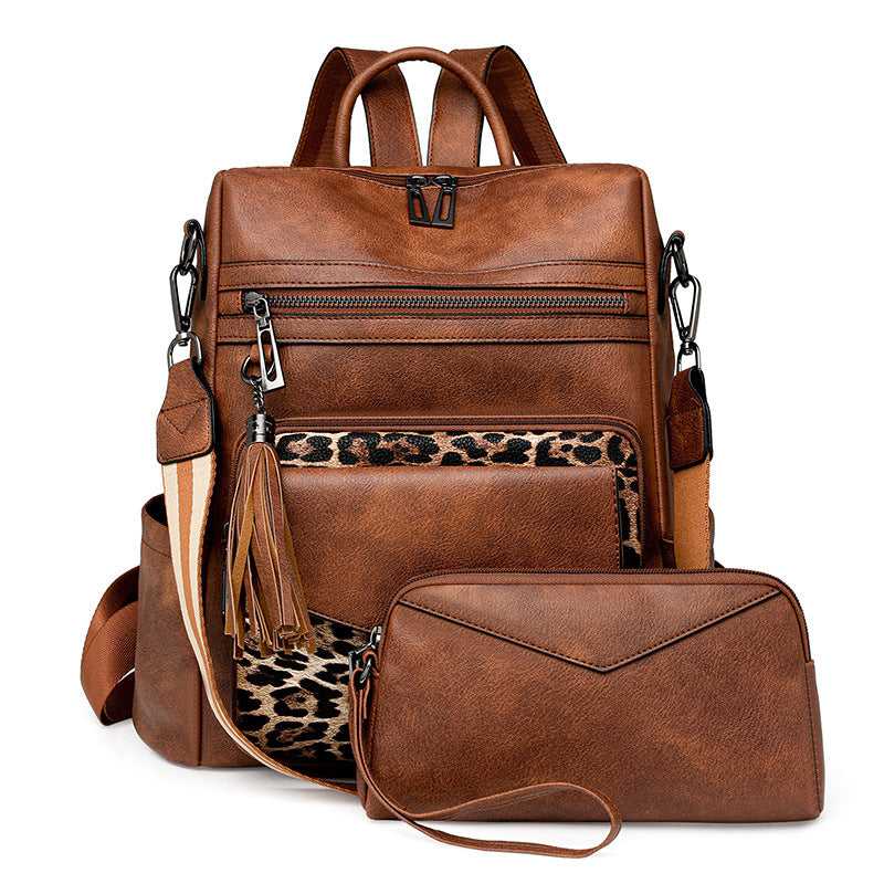 Wome Vintage Backpack Tassel Dual-Color