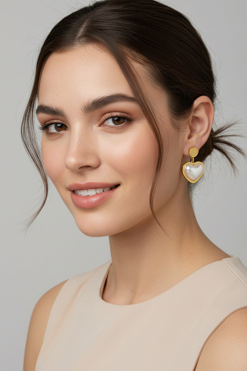 Heart Earrings Titanium Steel 18K Gold Plated Fashion Jewelry
