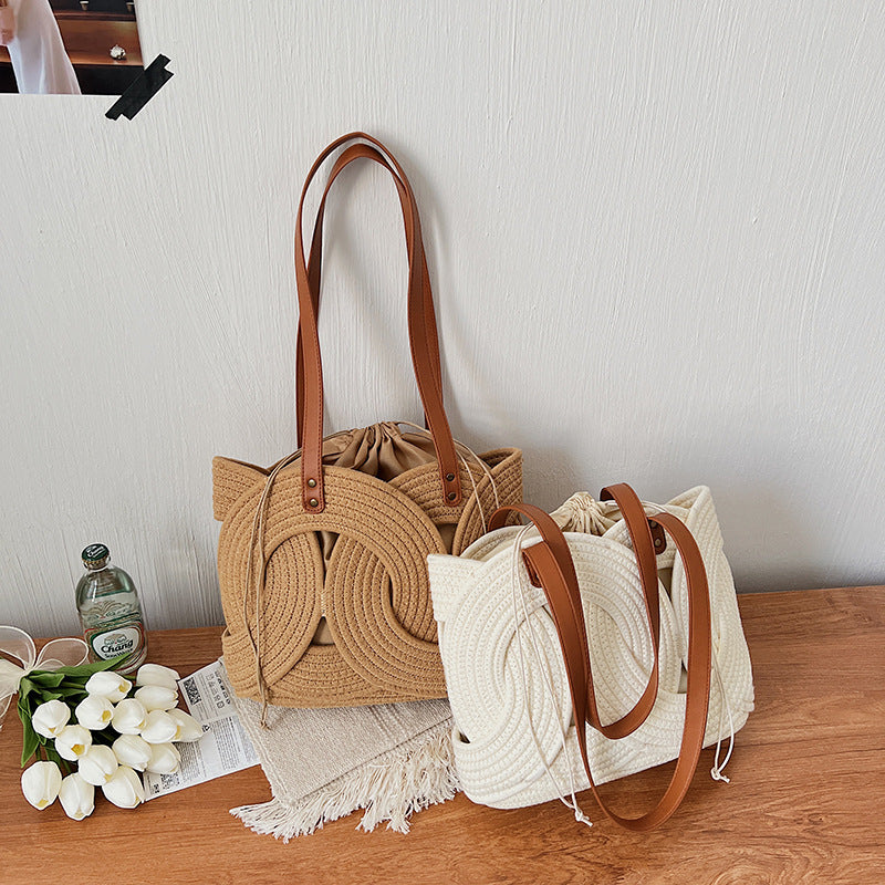Hand-Woven Hollow Ring Shoulder Bag