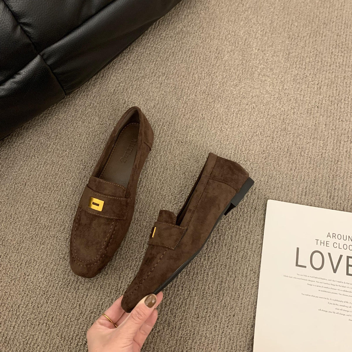 Women's Premium Suede Slip-On Loafers - Comfortable Flat Shoes