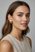 Heavy Copper Brushed Gold Plated Earring