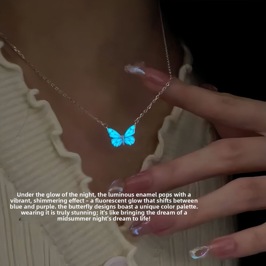 2 Pack Luminous Butterfly Adjustable Necklace and Bracelet Set