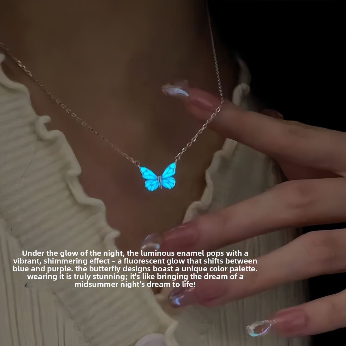 2 Pack Luminous Butterfly Adjustable Necklace and Bracelet Set