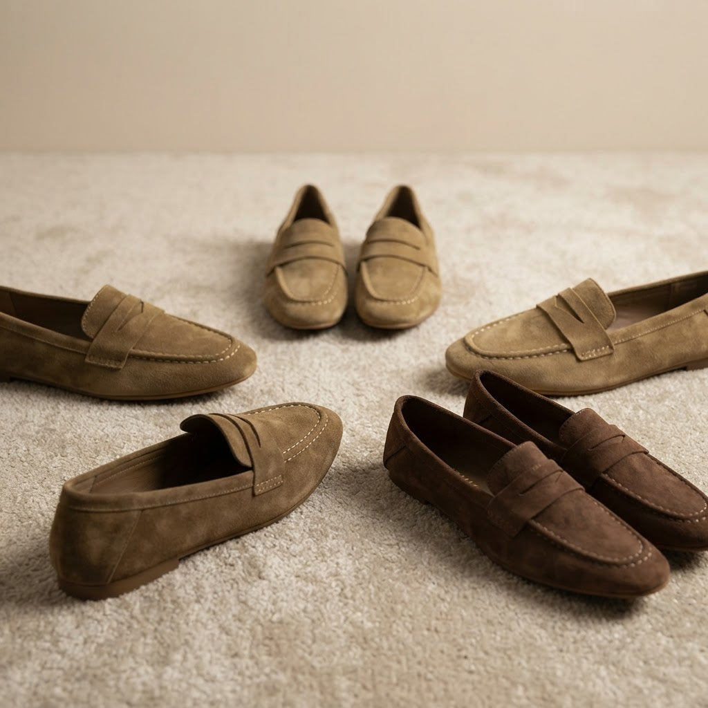 Women's Premium Suede Slip-On Loafers - Comfortable Flat Shoes