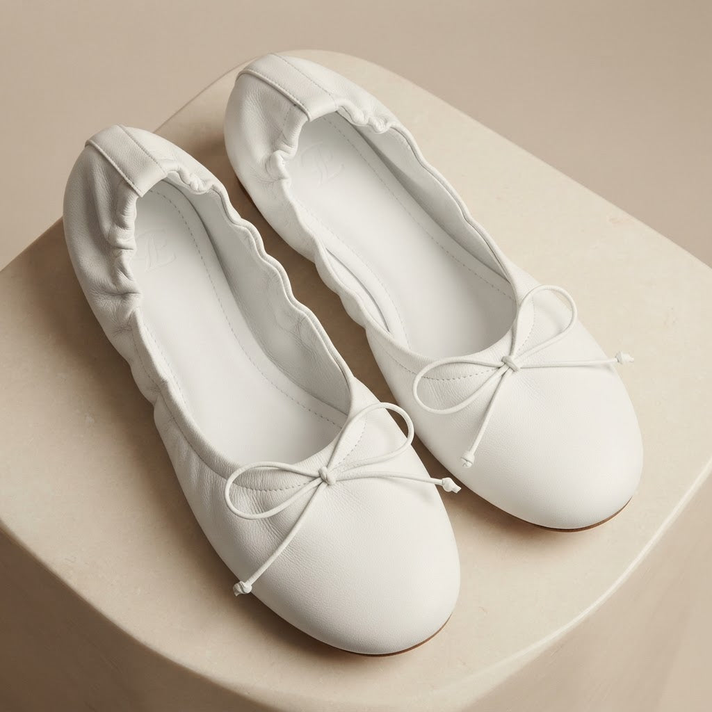 Women's Vintage Style Pleated Ballet Flats - Comfortable Slip-Ons