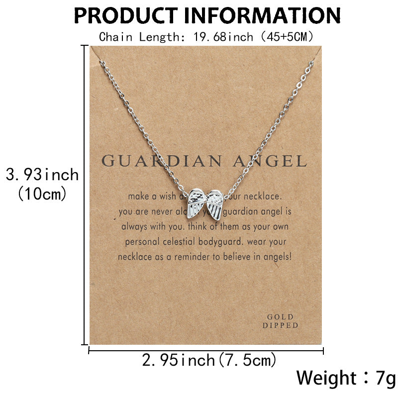 2 Pc Angel Wing Pendant Necklace with Card