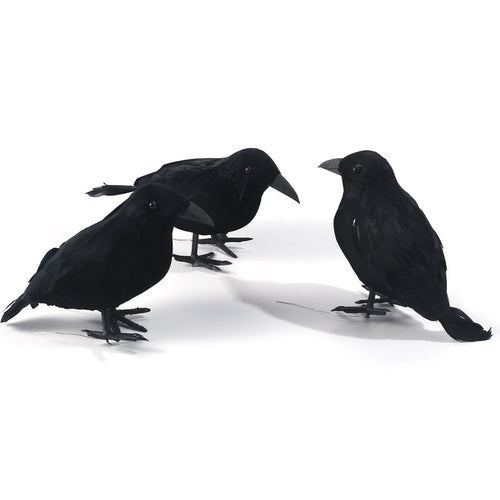 3 Piece Black Crow Feather Halloween Decoration