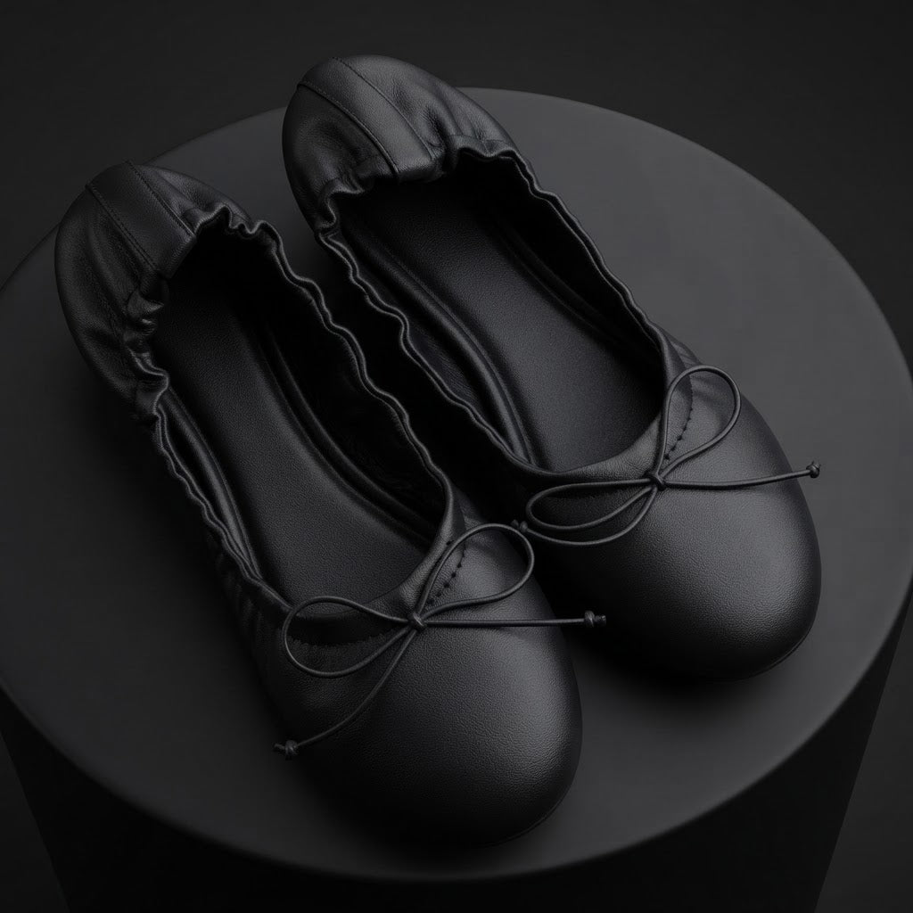 Women's Vintage Style Pleated Ballet Flats - Comfortable Slip-Ons