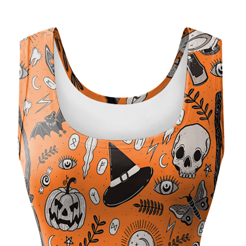 Halloween Sleeveless Digital Print Dress