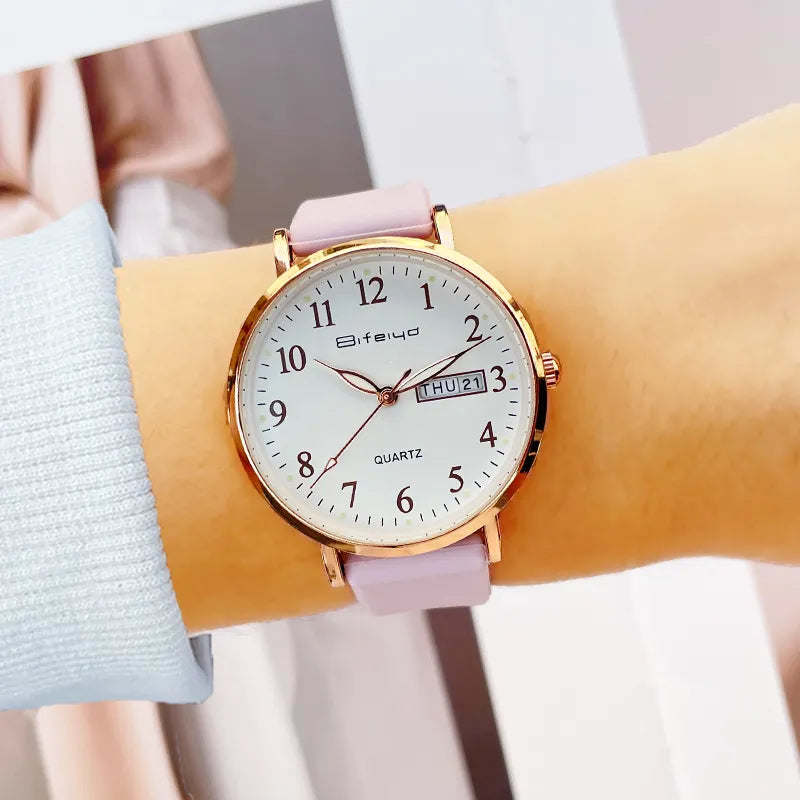 Bifeiya Women's Minimalist Quartz Watch with Silicone Strap
