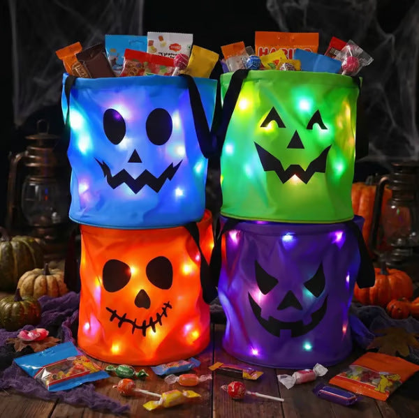 4 Piece Reusable Halloween LED Candy Bucket