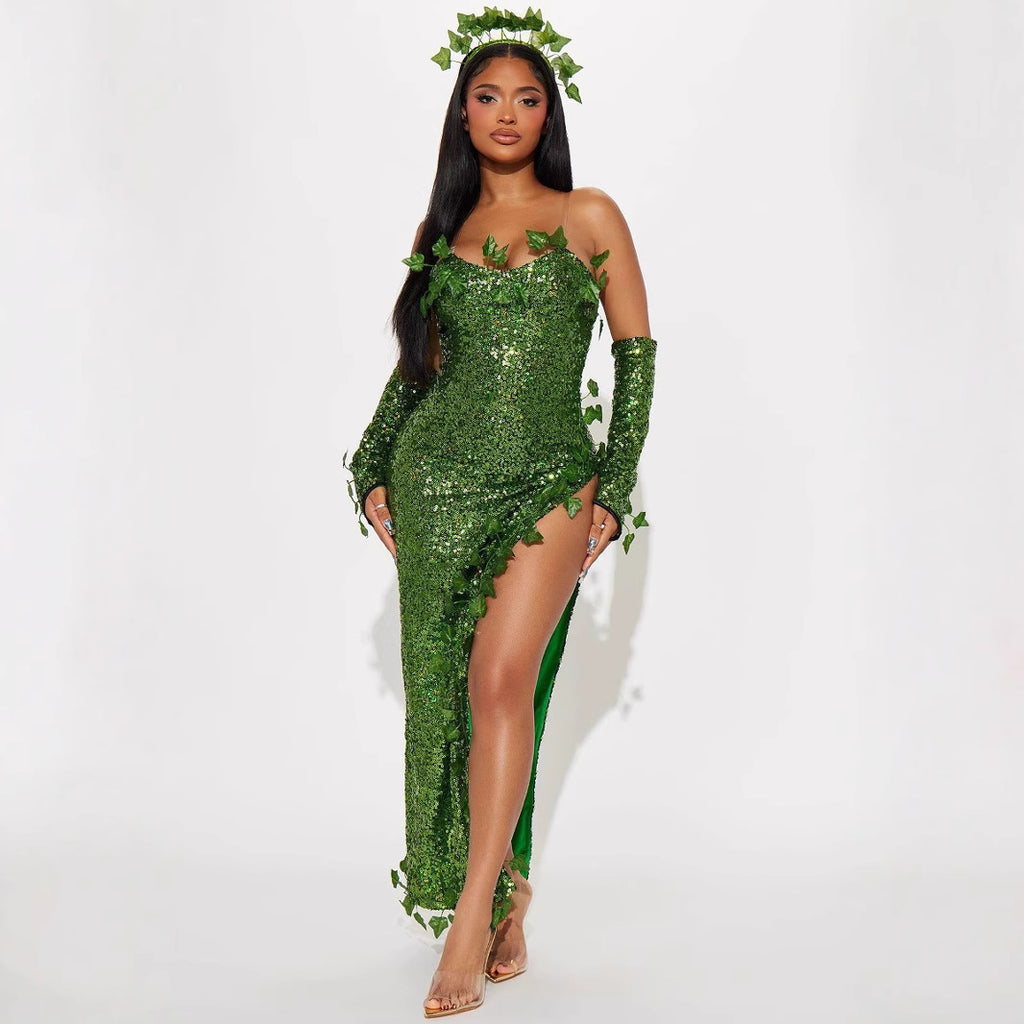 Leaf Sequins Halloween Dance Dress