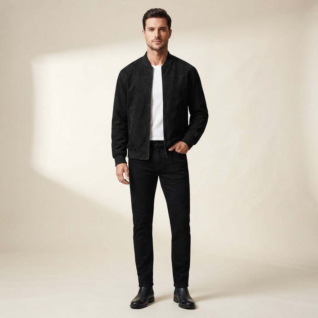 Men's Premium Retro Suede Bomber Jacket - Vintage Casual Outerwear - product image 6