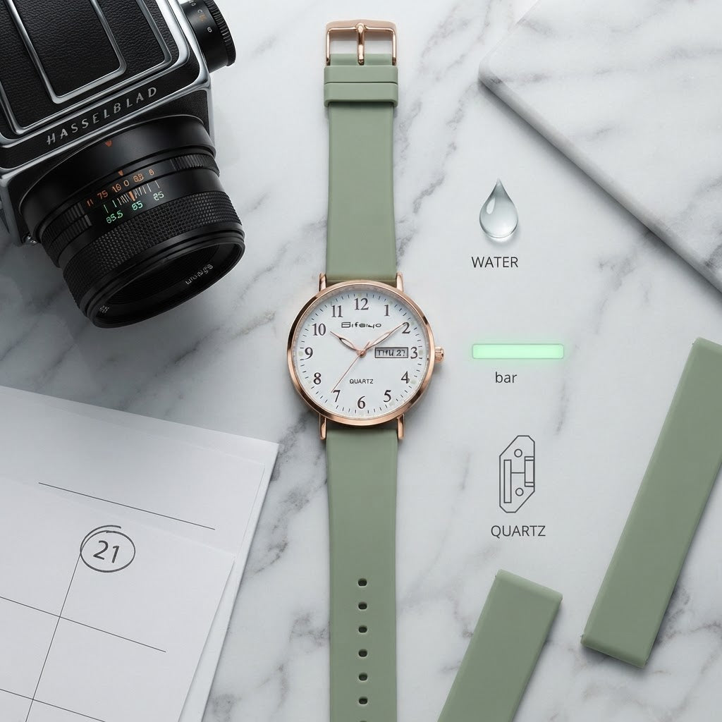 Bifeiya Women's Minimalist Quartz Watch with Silicone Strap