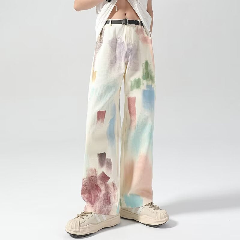 Retro Wide Leg Spray Wash Pants