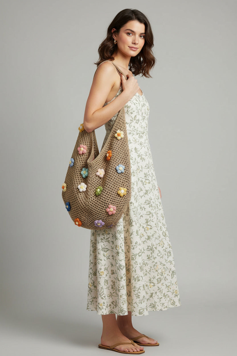 Multi Patch Woven Shoulder Bag