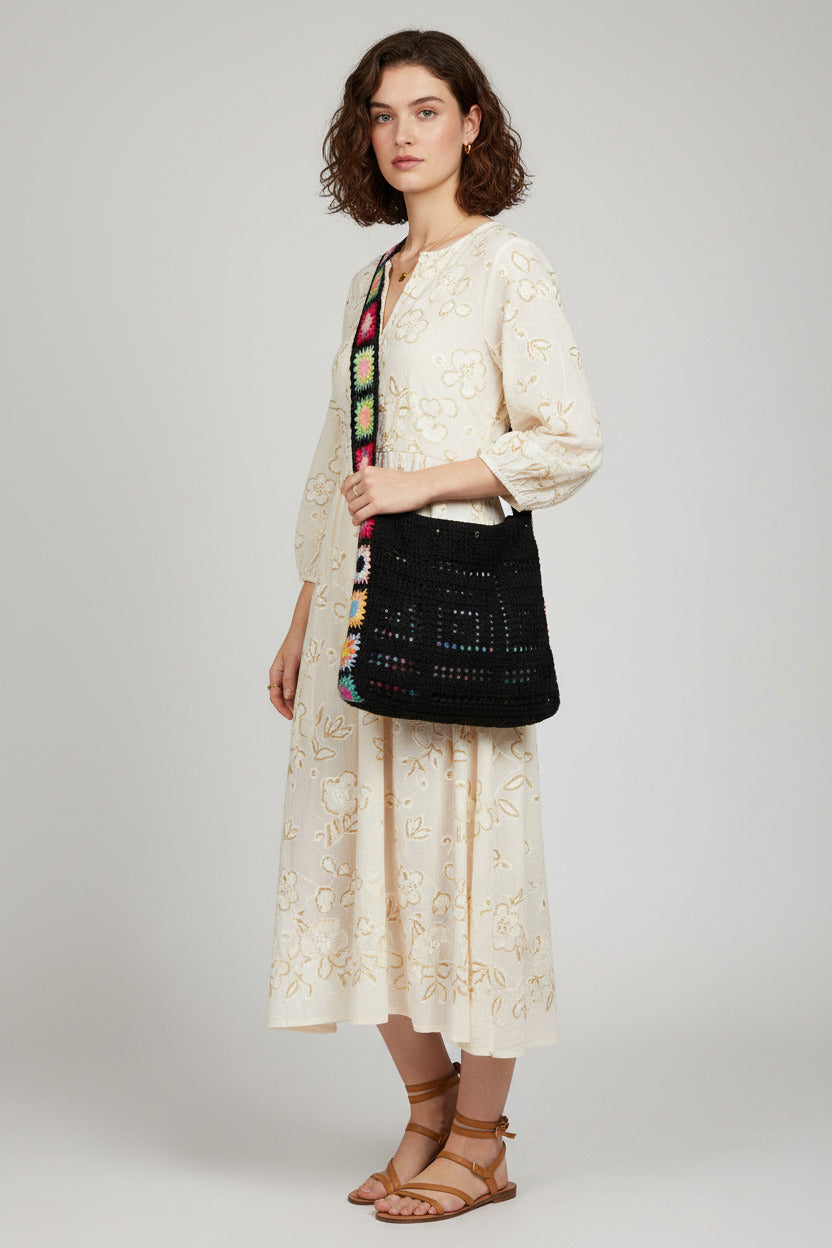 Sqaure Patch Woven Shoulder Bag