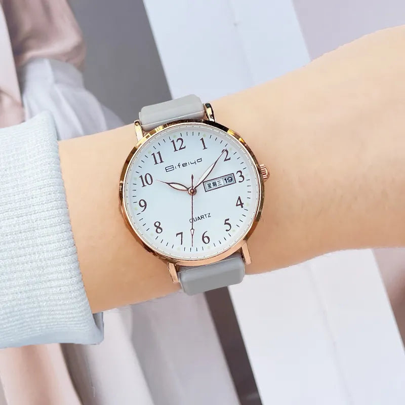 Bifeiya Women's Minimalist Quartz Watch with Silicone Strap
