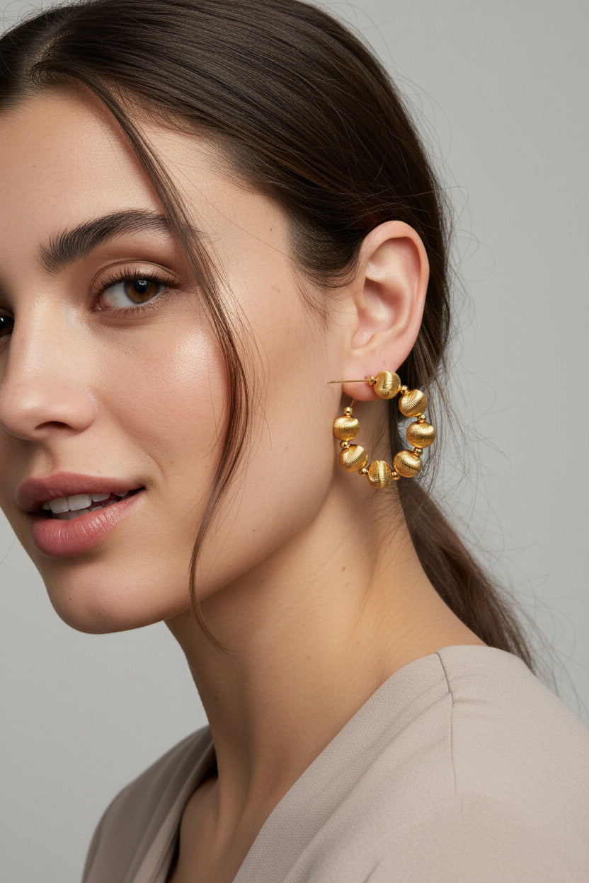 Heavy Copper Brushed Gold Plated Earrin
