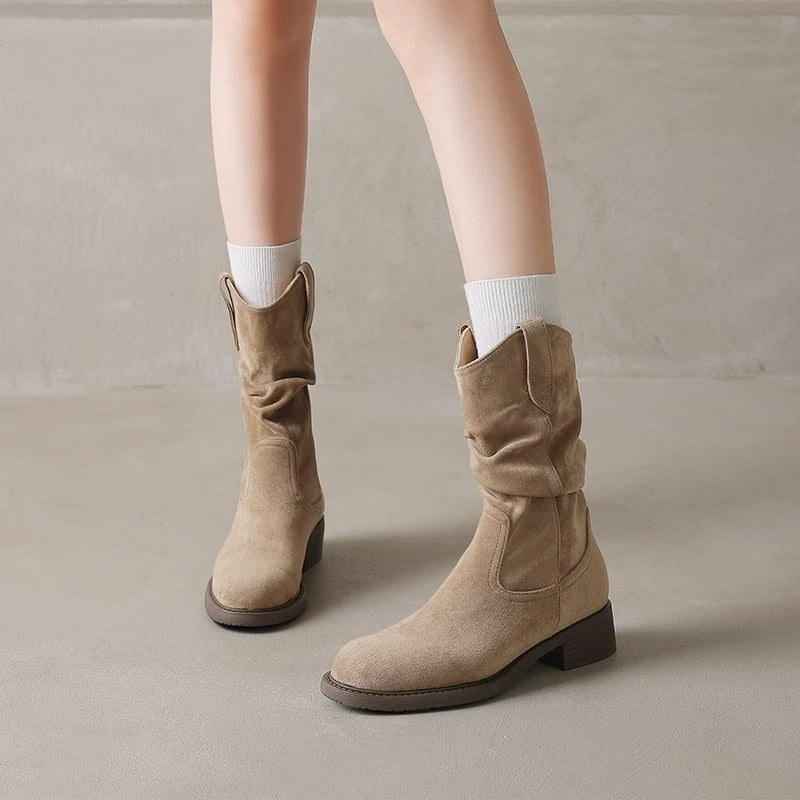 Womens Suede Ankle Boots Hidden Heel