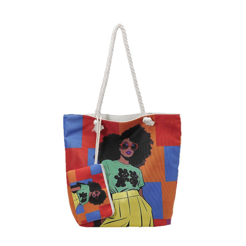Canvas Bag with Large Capacity, Trendy Korean-Style Handbag