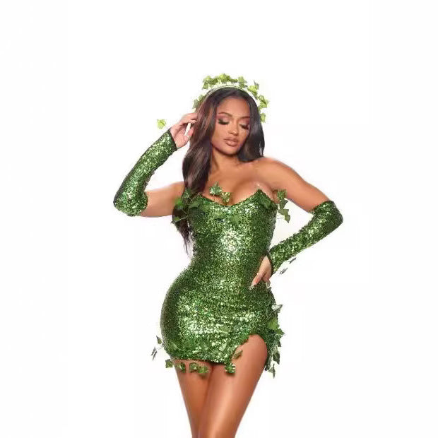 Leaf Sequins Halloween Dance Dress