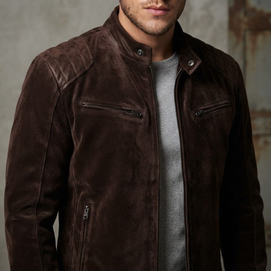 Men's Stand Collar Synthetic Leather Moto Jacket - product image 22