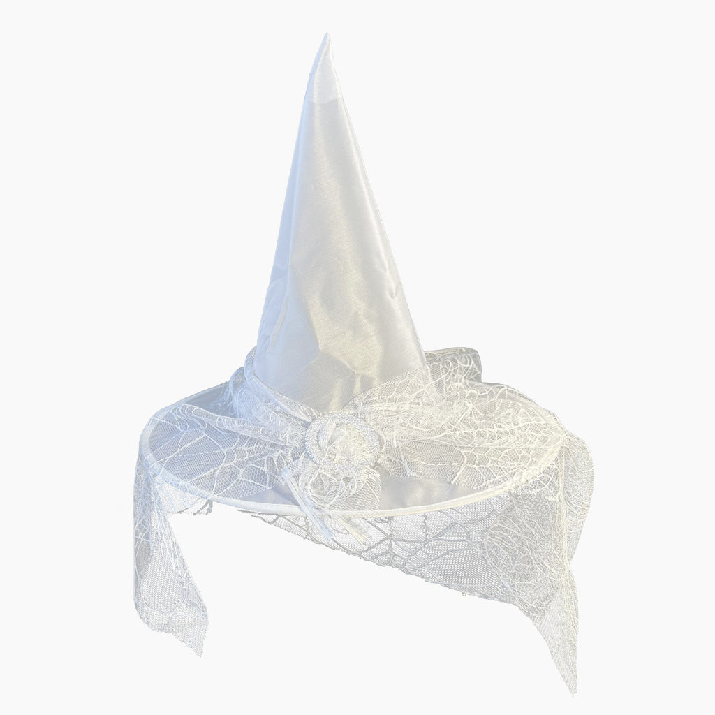 Halloween Party Witch Hat Lace Face Mysterious Sorcerer White Witch Hat Polyeste