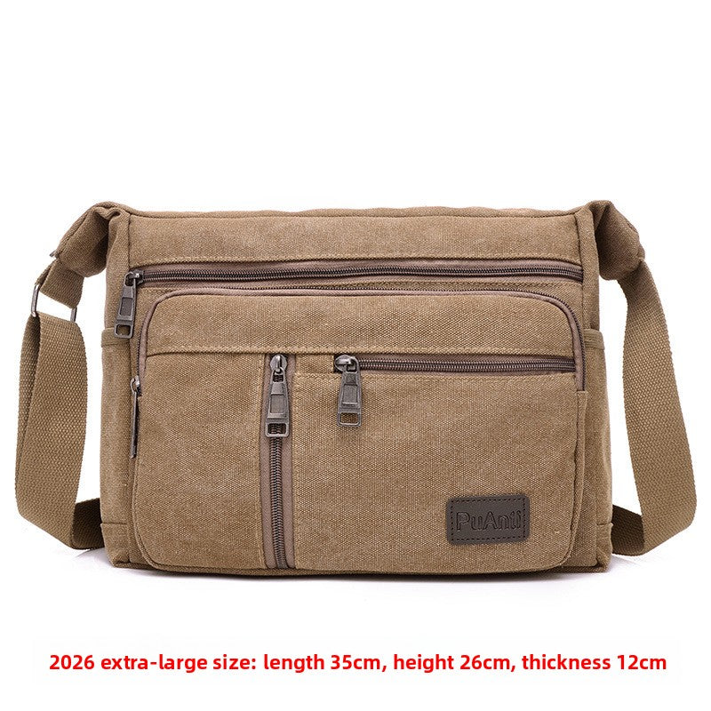 Canvas Crossbody Bag with Multiple Compartments