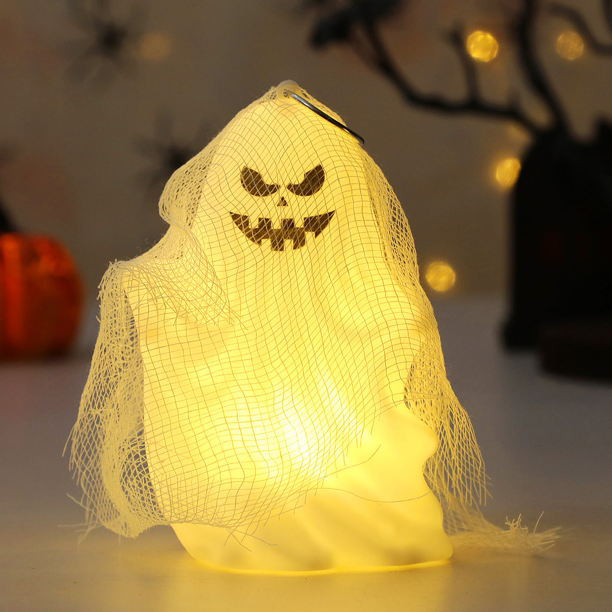 Pack of 4 ornaments portable pumpkin lanterns