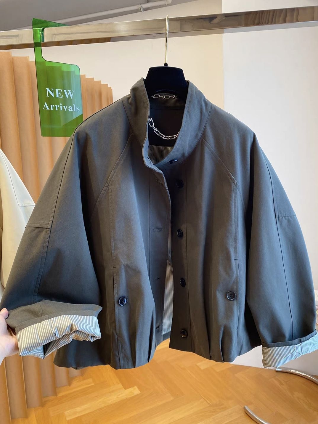 Women's Stand Collar Short Trench Coat