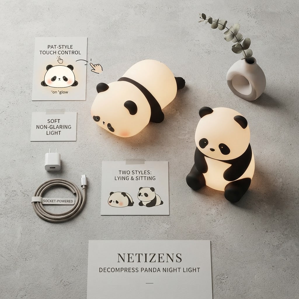 Adorable Panda Night Light - Soft Touch Nursery Lamp