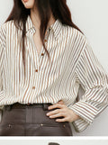 Womens Striped 80 % Cotton Blend Shirt