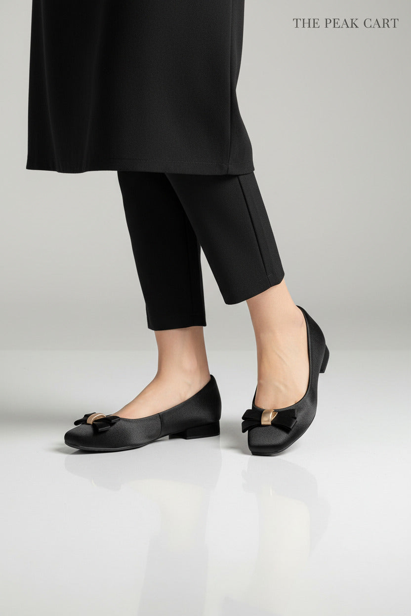 Women's Square Toe Satin Bowknot Heels