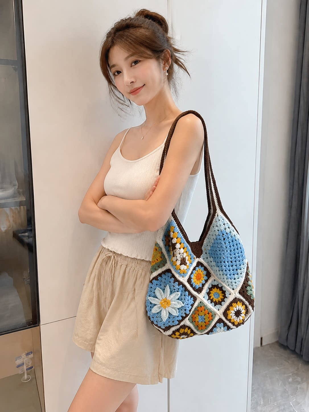 Large Granny Square Crochet Bag DIY Kit - Handmade Craft Project
