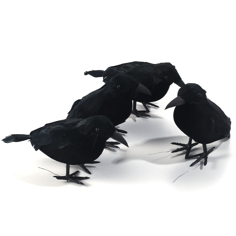 3 Piece Black Crow Feather Halloween Decoration