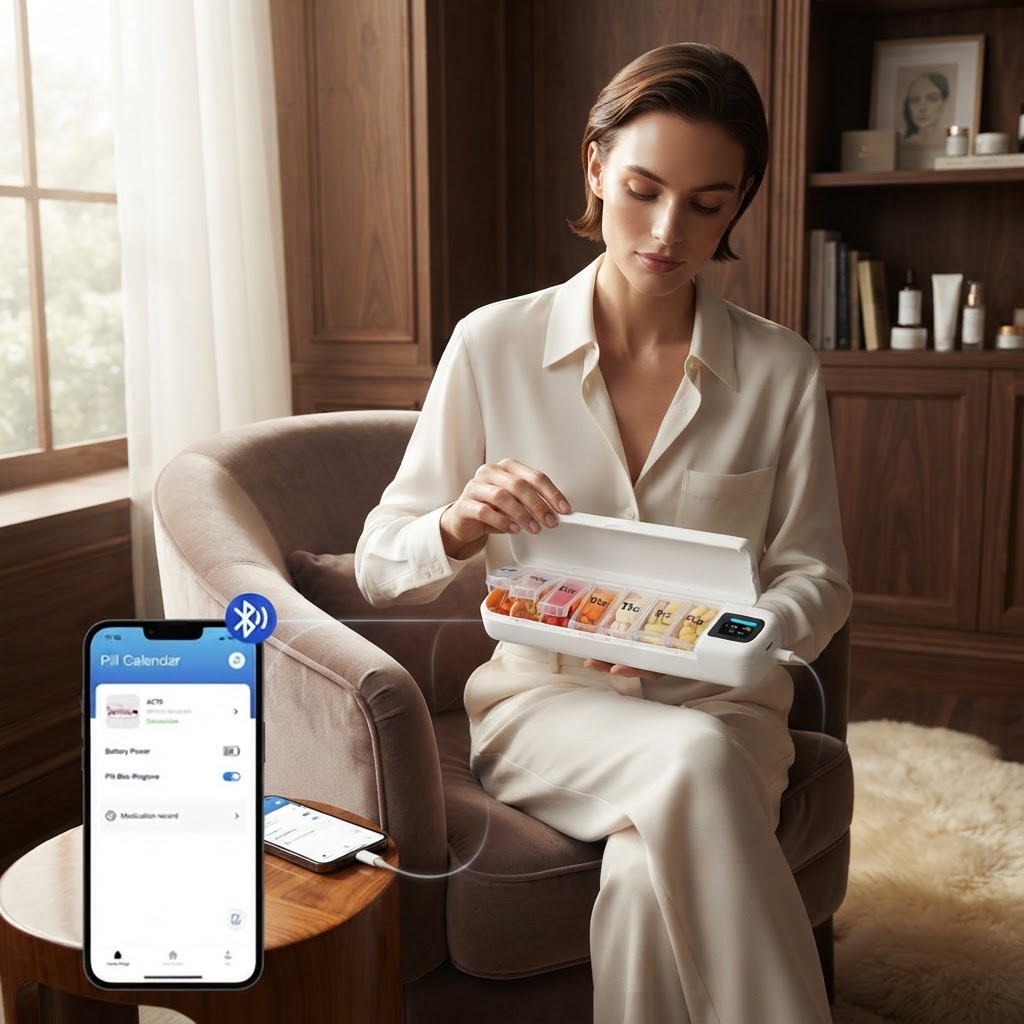 Smart Bluetooth Medication Organizer with Timed Daily Alerts