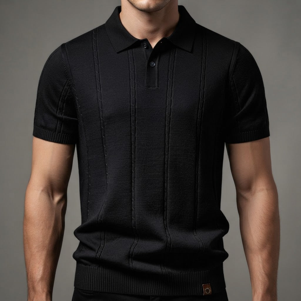 Men's Ice Silk Knit Polo Shirt - Breathable Business Casual Striped Top - product image 1