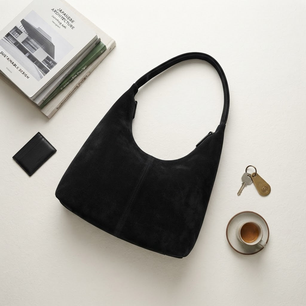 Minimalist Premium Suede Horizontal Shoulder Tote Bag