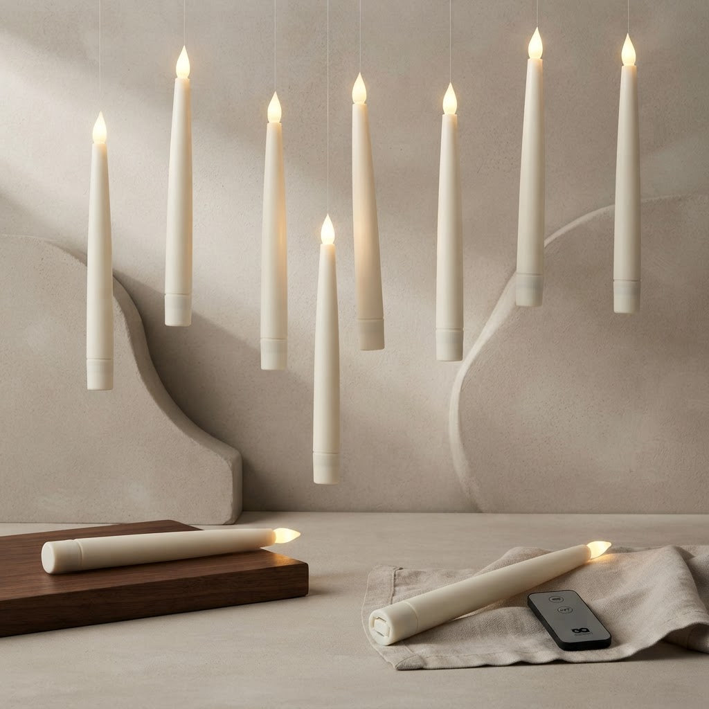 Halloween Remote Controlled LED Floating Flickering Taper Candles for Parties