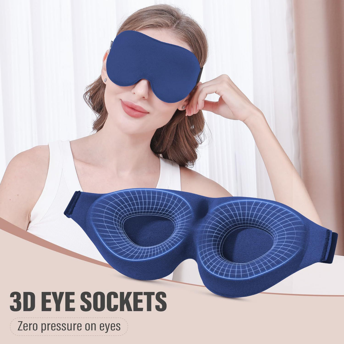 3D Ergonomic Sleep Mask: Zero-Pressure Breathable Blackout Eye Mask
