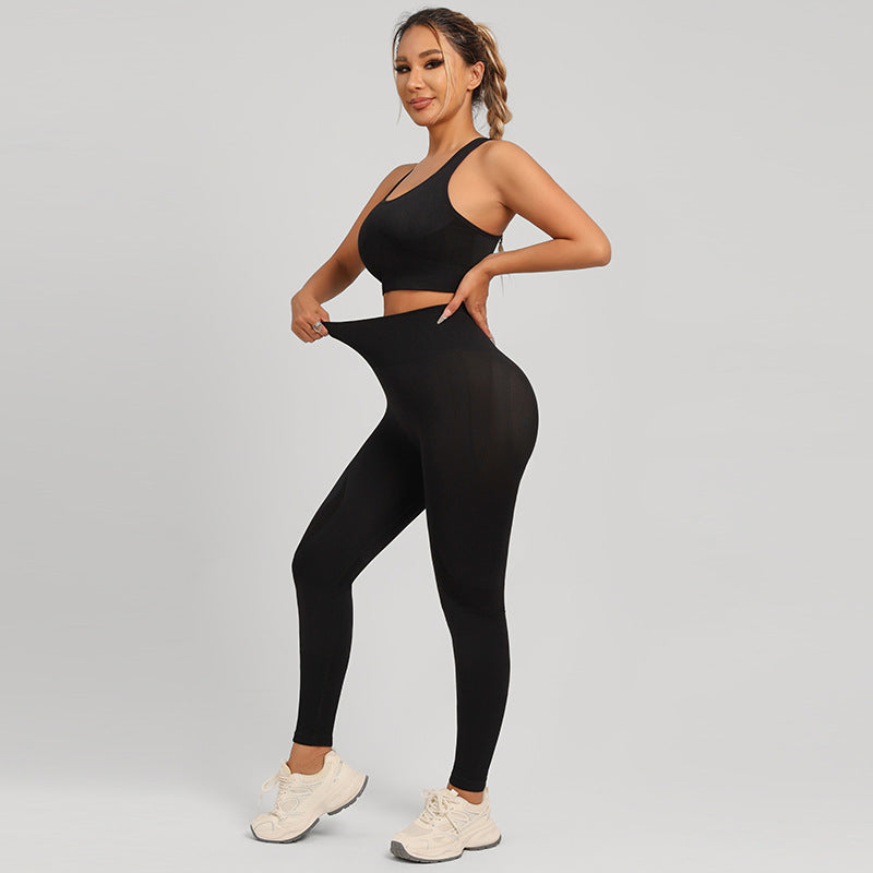 Cross-Back Sports Bra and Shorts Set