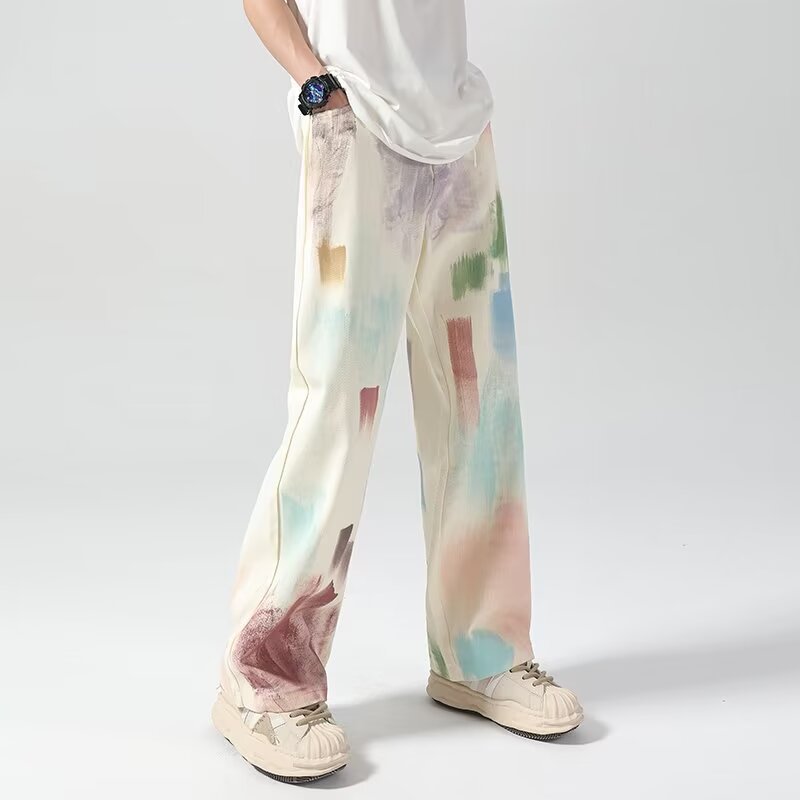 Retro Wide Leg Spray Wash Pants